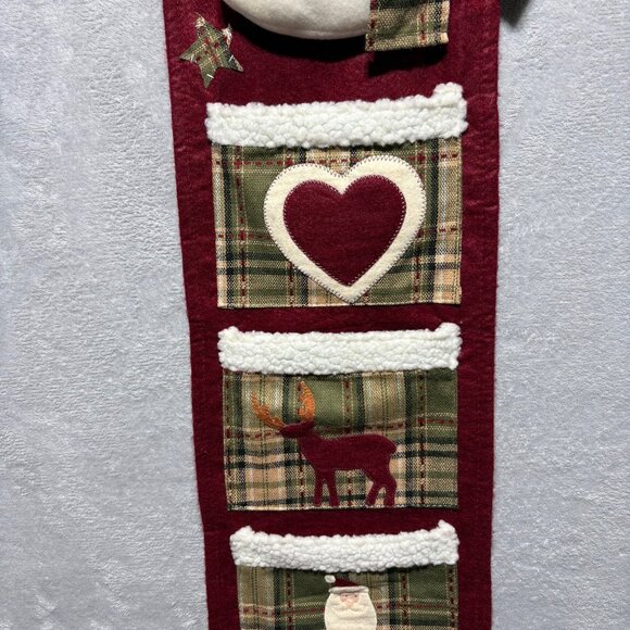 Snowman Wall Hanging With Pockets 45" Festive Plaid & Felt Christmas Card Decor - Picture 1 of 7